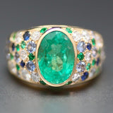 Bague vintage en verre turquoise brillant