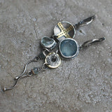 Boucles d'oreilles croix en pierre bleue