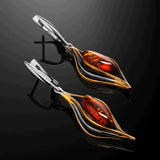Boucles d'oreilles pendantes en argent et feu