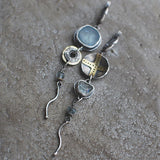 Boucles d'oreilles croix en pierre bleue
