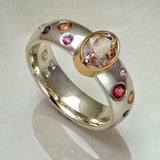 Bague vintage en argent avec zircone rose