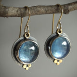 Boucles d'oreilles vintage en pierre de lune bleue