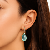 Boucles d'oreilles pendantes en cristal, or et argent
