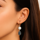 Boucles d'oreilles vintage en pierre bleue naturelle