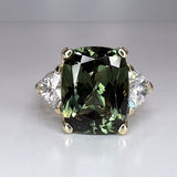 Bague vintage en cristal vert forêt et argent