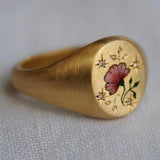 Bague vintage en or rose avec sceau