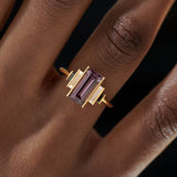 Bague vintage en zircone violette et or