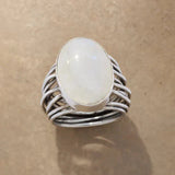 Bague vintage méduse en pierre de lune