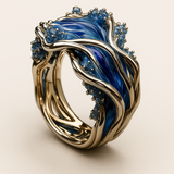 Bague vintage Golden Ocean Wavy