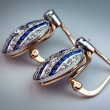 Boucles d'oreilles vintage en diamant calibre et saphir