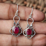 Boucles d'oreilles vintage en argent et grenat