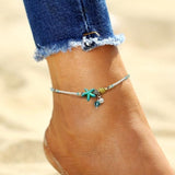 Bracelet de cheville étoile et coquillage avec pierres naturelles