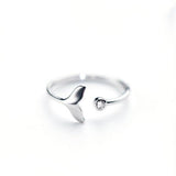 Bague queue de dauphin en argent sterling 925 et zircon ajustable