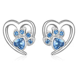 Boucles d'oreilles en forme de patte et de cœur avec zircone