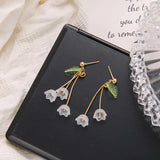 Boucles d'Oreilles Beauté Florale avec Feuilles de Menthe en Or