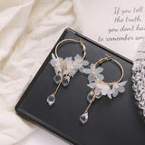 Boucles d'Oreilles Beauté Florale circulaire avec Cristaux d'Or