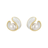 Boucles d'Oreilles de Luxe avec Opale Blanche et Perles en Or