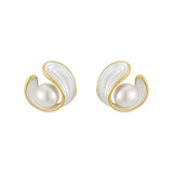 Boucles d'Oreilles de Luxe avec Opale Blanche et Perles en Or