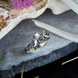 Bague double croissant de lune en pierres précieuses
