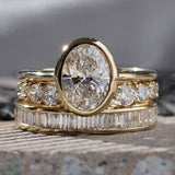 Ensemble de bagues rondes vintage avec zircone
