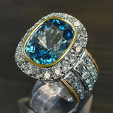 Bague vintage en verre bleu brillant