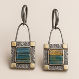 Boucles d'oreilles en cristal bleu-vert