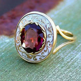 Bague vintage en émail rouge