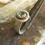 Bague vintage en or vert et argent