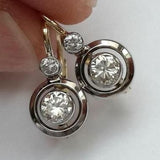 Boucles d'oreilles vintage en argent avec zircone ronde