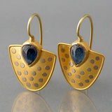 Boucles d'oreilles vintage en cristal bleu doré