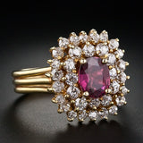 Bague vintage en cristal grenat et or