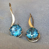 Boucles d'oreilles vintage en or bleu arrondi