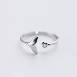 Bague queue de dauphin en argent sterling 925 et zircon ajustable