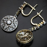Boucles d'oreilles pendantes vintage arrondies en cristal