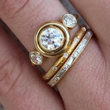Ensemble de bagues vintage en or et zircone cristalline
