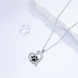 Collier avec empreinte de patte de chien en forme de cœur et zircone