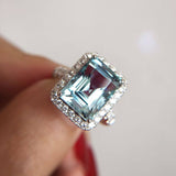 Bague vintage en cristal bleu