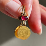 Boucles d'oreilles vintage rouges et dorées