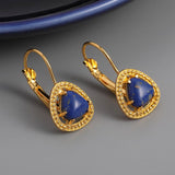Boucles d'oreilles vintage faites main, incurvées et incrustées de pierres précieuses