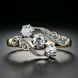 Bague ouverte ondulée vintage en zircone blanche