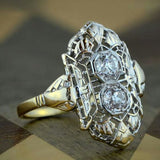 Bague creuse vintage en cristal et zircone