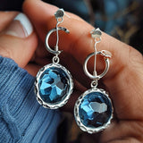 Boucles d'oreilles en cristal bleu