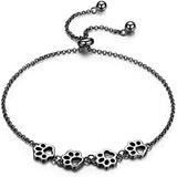 Bracelet en argent sterling avec empreintes de pattes – Taille ajustable