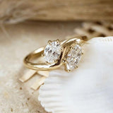 Bague vintage en zircone et plaquée or