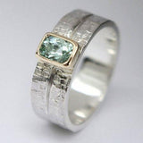 Bague vintage en verre turquoise et argent
