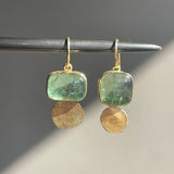 Boucles d'oreilles vintage en verre vert doré