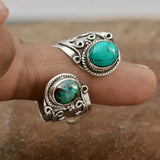 Bague double ajustable avec turquoise