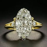 Bague ovale vintage en or brillant