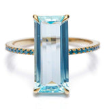 Bague vintage en or avec zircone et aigue-marine