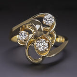 Bague vintage à fleur irrégulière en zircone